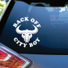 Back Off City Boy Bull Skull Decal Sticker