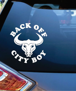 Back Off City Boy Bull Skull Decal Sticker