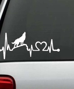 Howling Wolf Heartbeat Love window decal Sticker