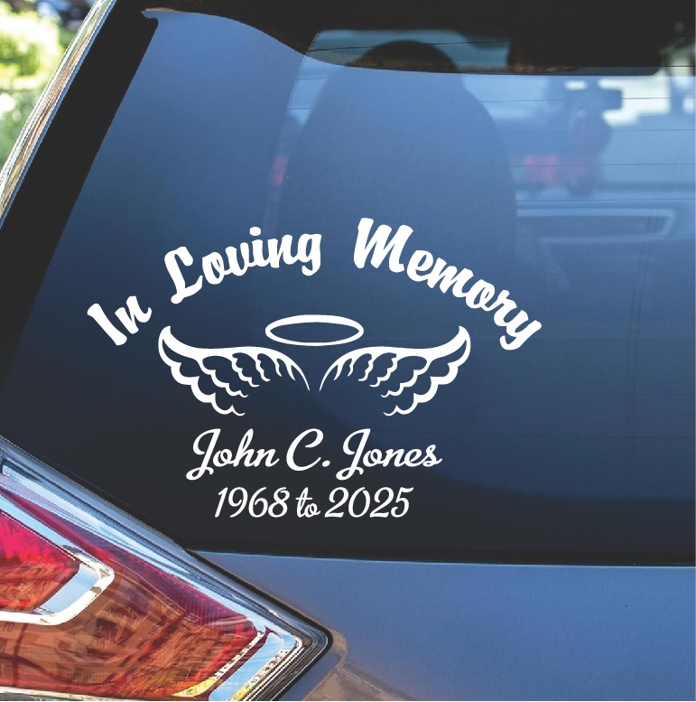 In loving memory angel wings halo | Custom Sticker Shop