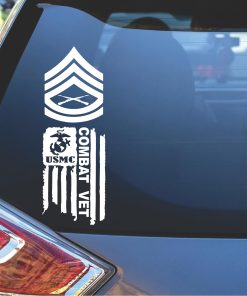 USMC Combat Veteran GySgt Weathered Flag Decal Sticker