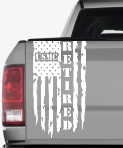 USMC Retired Weathered flag truck tailgate decal sticker