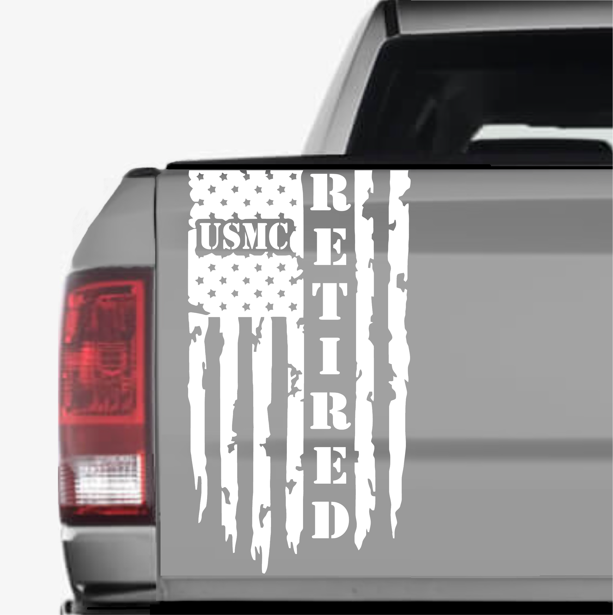 USMC Retired Weathered flag truck tailgate decal sticker | Custom Sticker Shop USMC Retired Weathered flag truck tailgate decal sticker