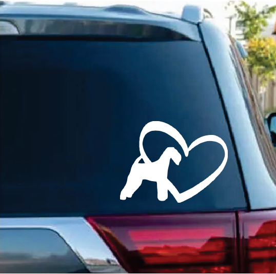 Airedale Terrier Heart Window Decal Sticker | Custom Sticker Shop Airedale Terrier Heart Window Decal Sticker