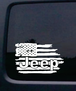 Jeep weathered American flag decal sticker | Custom Sticker Shop Jeep weathered American flag decal sticker