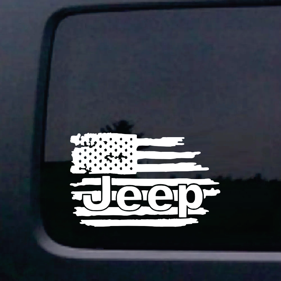 Jeep weathered American flag decal sticker | Custom Sticker Shop Jeep weathered American flag decal sticker