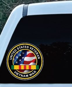Vietnam Veteran Round Full Color Decal Sticker