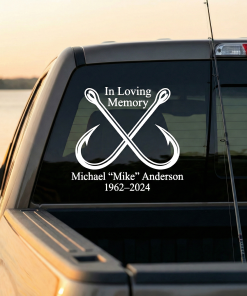 In Loving Memory Fish Hooks Fishing Vinyl Decal Sticker