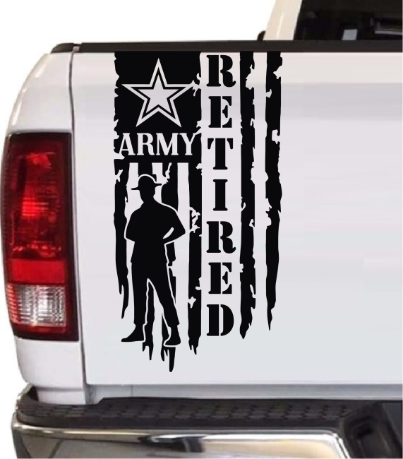 Army Drill Sergeant Weathered Flag Tailgate Decal Sticker