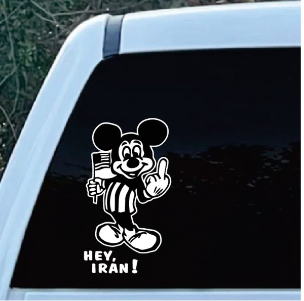 Mickey Mouse Flipping the bird to Iran Sticker
