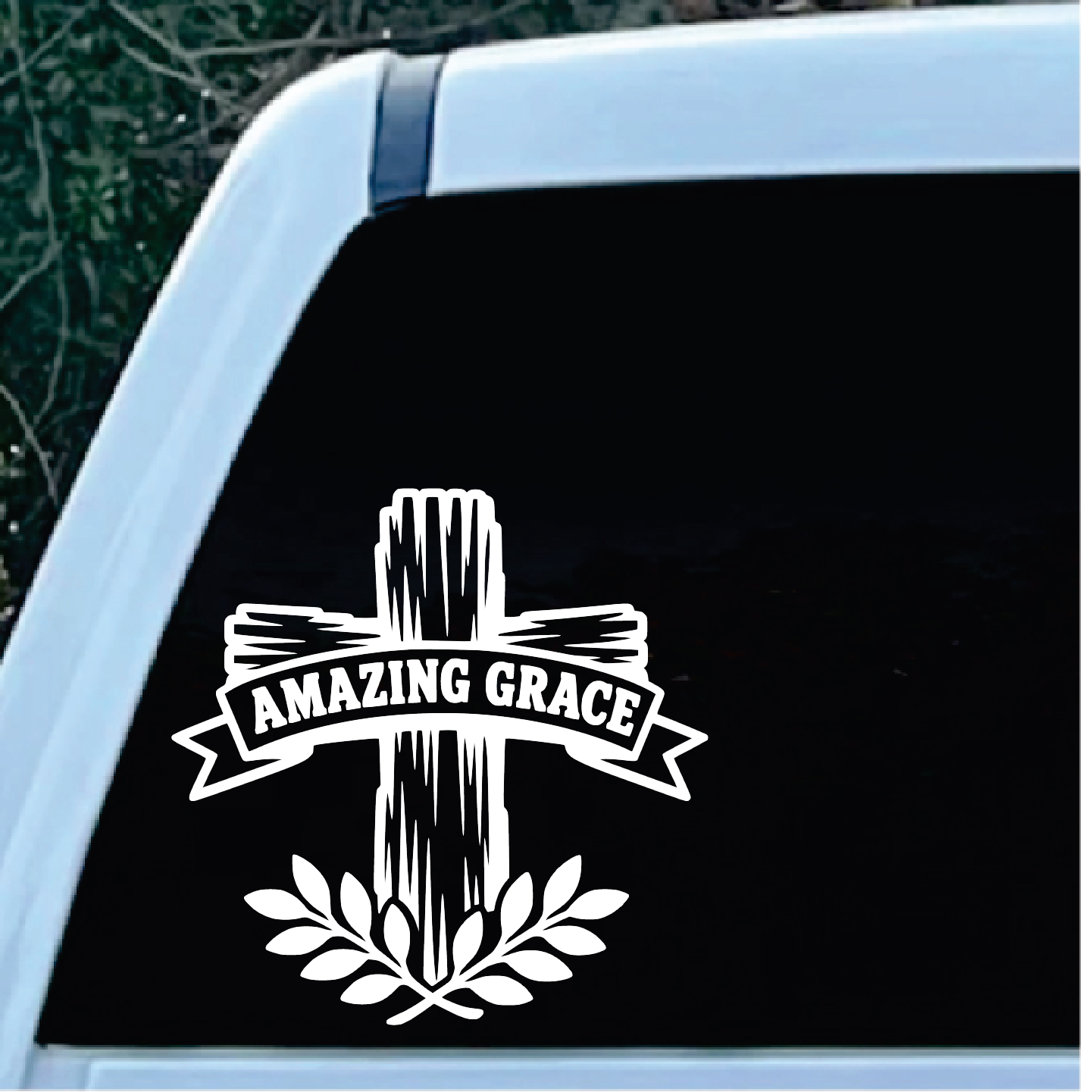 Amazing Grace Cross Window Decal Sticker | Custom Sticker Shop Amazing Grace Cross Window Decal Sticker