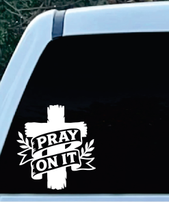 Pray On It Cross Praying Hands Decal Sticker D2