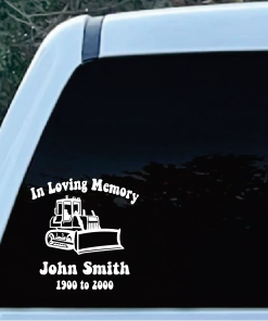 in loving memory bulldozer decal sticker