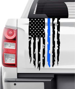 Weathered American Flag Police Tailgate Decal Sticker